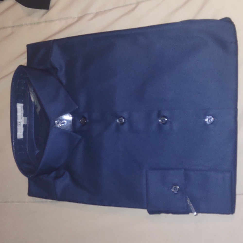 Christian Dior "D" Uniform Long Sleeve Polyester Rayon Dark Blue Shirt